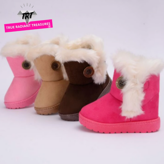 Flat Snow Boots for Girls - Warm and Comfy - Easy Fasten Clasps - Elegant Design - Maximum Traction - Cushioned Ankle - Winter Footwear