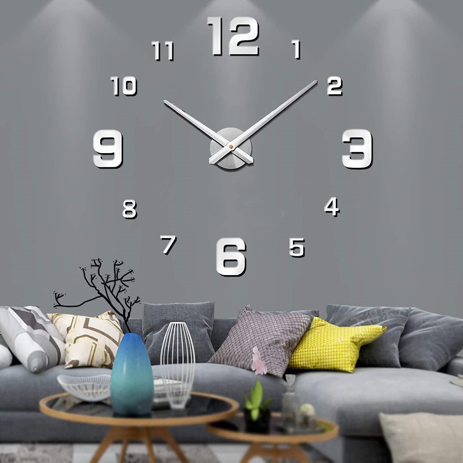 DIY modern silver alloyed wall clock with sleek design, a stylish addition to any room decor.