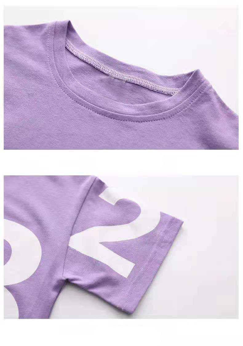 Image of Casual Sportswear - Stylish sportswear for girls. Made with spandex, polyester, and cotton. Round neck and pullover closure. Available in white and purple. Various sizes for a perfect fit. Ideal for active girls!