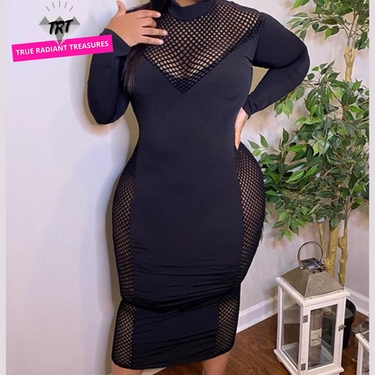 Women's Black Classy and Sexy Dress - Made of High-Quality Polyester and Spandex Material - Perfect for Parties, Dates, and Semi-Formal to Formal Occasions.