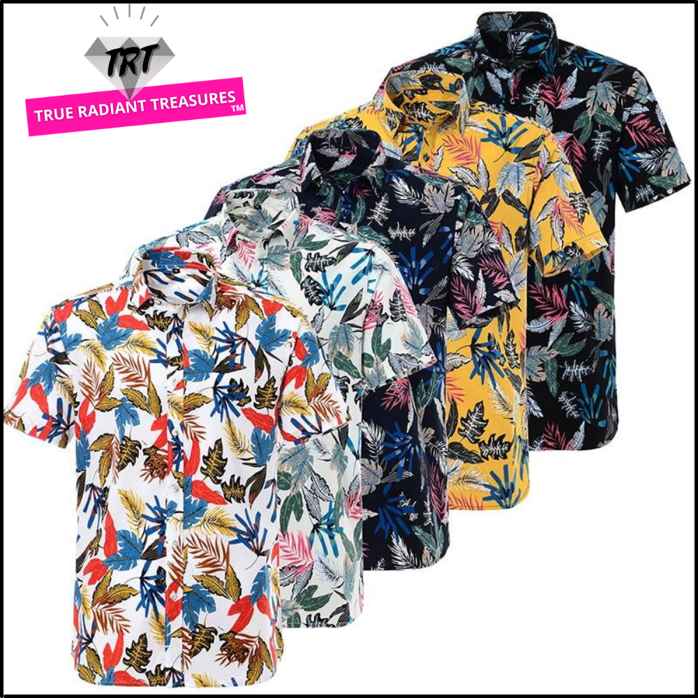 Summer Pure Cotton Hawaiian Shirt - Stylish Beachwear for Men in Various Colors and Sizes