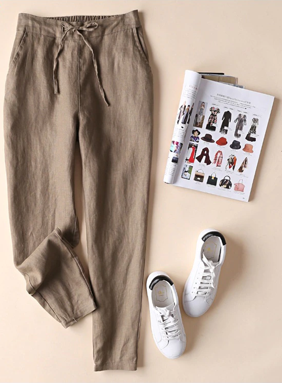 Buy CELIO Solid Linen Slim Fit Men's Casual Trousers | Shoppers Stop