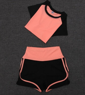 High Waist Sports Short Set: Stylish and comfortable spandex shorts and crop tank set for workouts and casual wear.