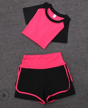 High Waist Sports Short Set: Stylish and comfortable spandex shorts and crop tank set for workouts and casual wear.