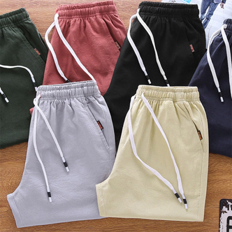 Stylish Cotton Summer Shorts for Men - Knee-Length with Drawstring Closure in Various Colors and Sizes