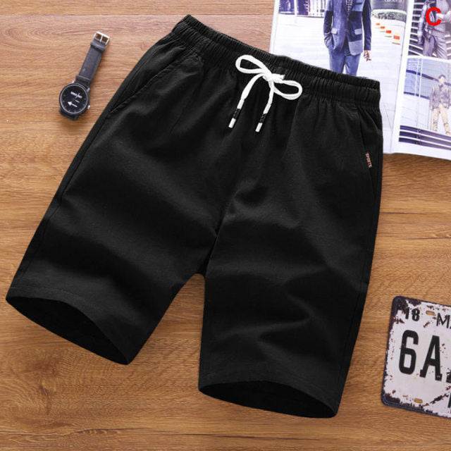 Stylish Cotton Summer Shorts for Men - Knee-Length with Drawstring Closure in Various Colors and Sizes