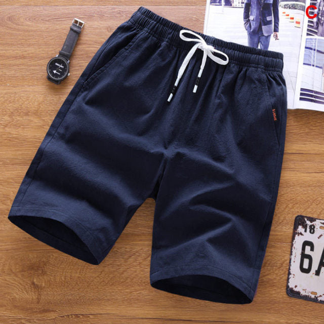 Stylish Cotton Summer Shorts for Men - Knee-Length with Drawstring Closure in Various Colors and Sizes