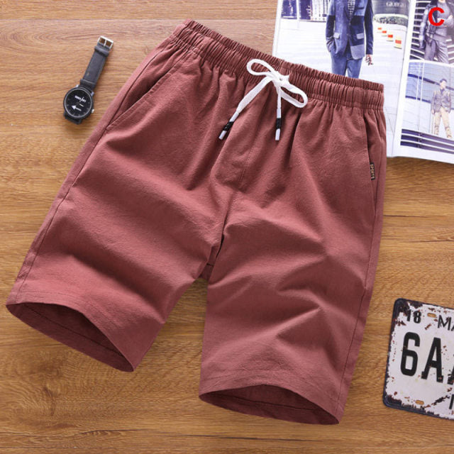 Stylish Cotton Summer Shorts for Men - Knee-Length with Drawstring Closure in Various Colors and Sizes