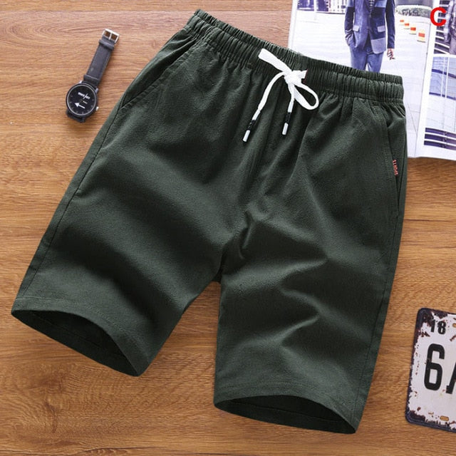 Stylish Cotton Summer Shorts for Men - Knee-Length with Drawstring Closure in Various Colors and Sizes