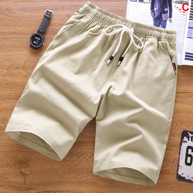 Stylish Cotton Summer Shorts for Men - Knee-Length with Drawstring Closure in Various Colors and Sizes