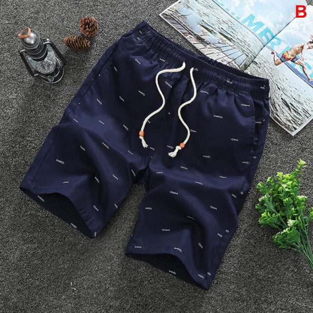 Stylish Cotton Summer Shorts for Men - Knee-Length with Drawstring Closure in Various Colors and Sizes