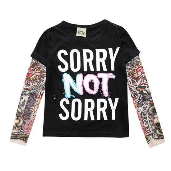 Tattoo-inspired long sleeve shirt with cool designs. Available in various styles, colors, and sizes for boys