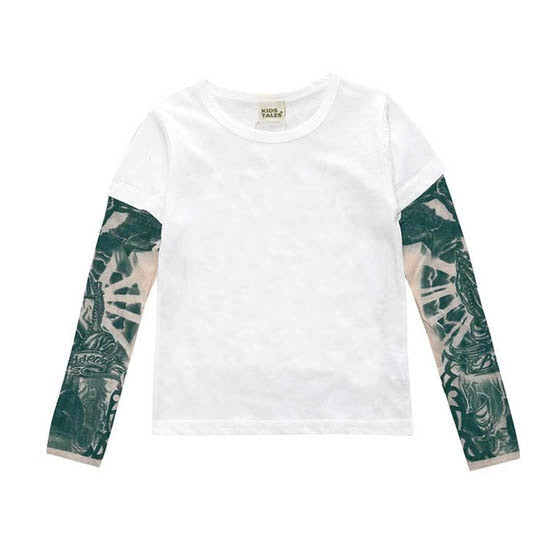 Tattoo-inspired long sleeve shirt with cool designs. Available in various styles, colors, and sizes for boys