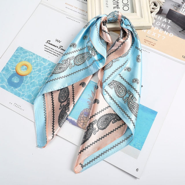 Satin Scarf Handkerchief - a versatile accessory for headband, neck, and bag decoration. Available in various designs and colors to match your style.