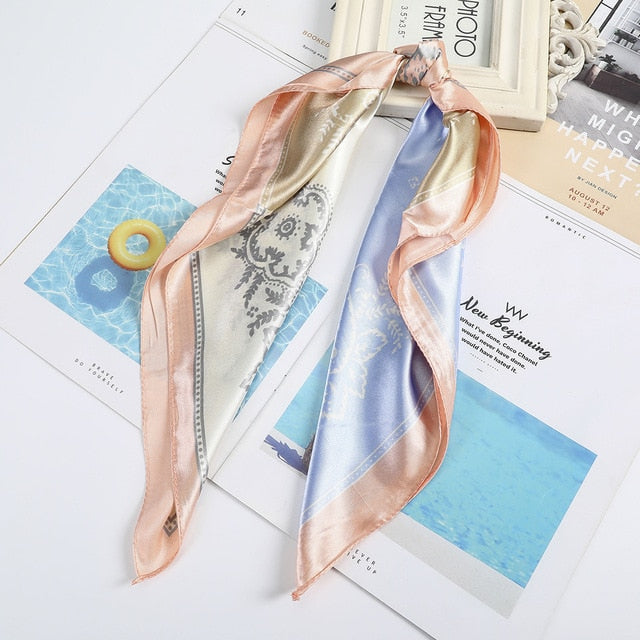 Satin Scarf Handkerchief - a versatile accessory for headband, neck, and bag decoration. Available in various designs and colors to match your style.