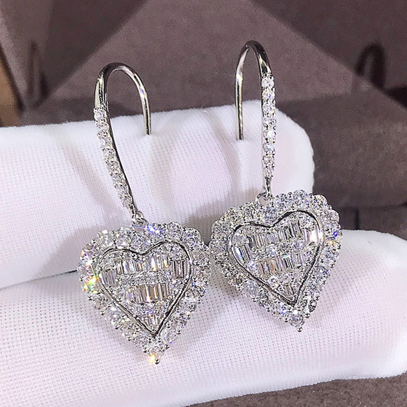 Heart Shaped Drop Earrings - the perfect accessory for a formal outfit. Enhance your style with these elegant earrings