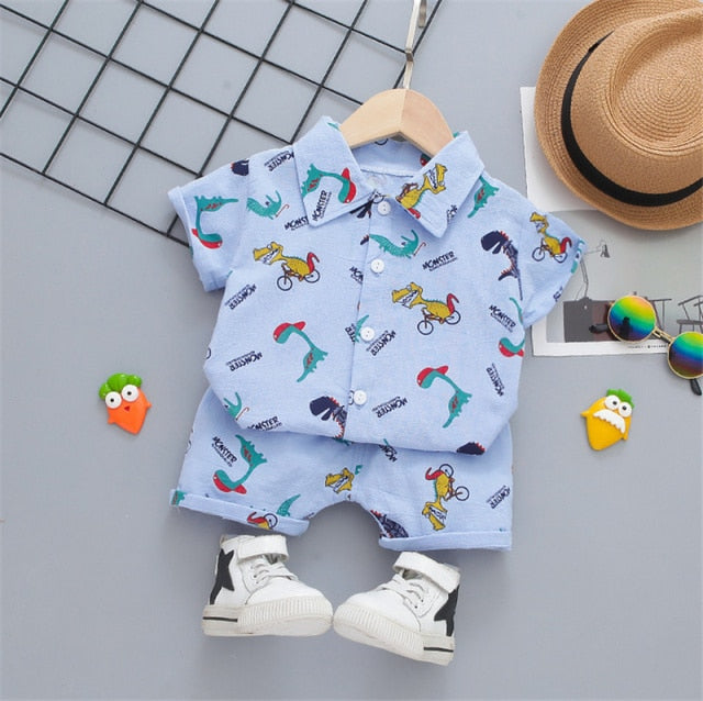 Boys Beach Wear set for summer, cotton polyester blend, sizes for boys 0-5 years old, various colors.