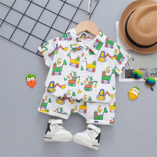 Boys Beach Wear set for summer, cotton polyester blend, sizes for boys 0-5 years old, various colors.