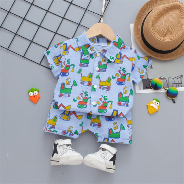 Boys Beach Wear set for summer, cotton polyester blend, sizes for boys 0-5 years old, various colors.