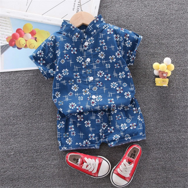 Boys Beach Wear set for summer, cotton polyester blend, sizes for boys 0-5 years old, various colors.