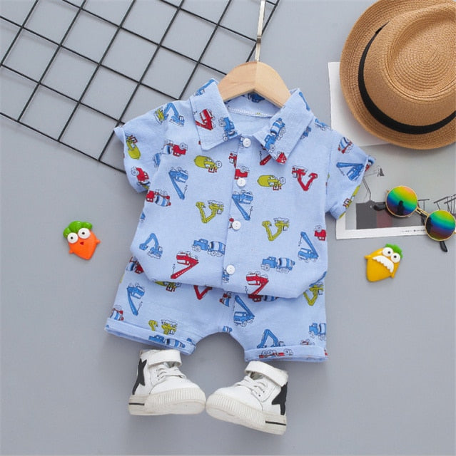 Boys Beach Wear set for summer, cotton polyester blend, sizes for boys 0-5 years old, various colors.