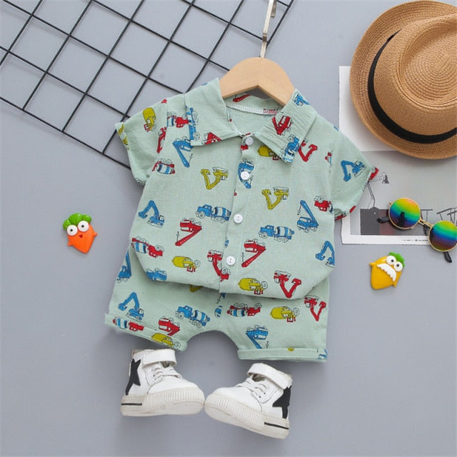 Boys Beach Wear set for summer, cotton polyester blend, sizes for boys 0-5 years old, various colors.