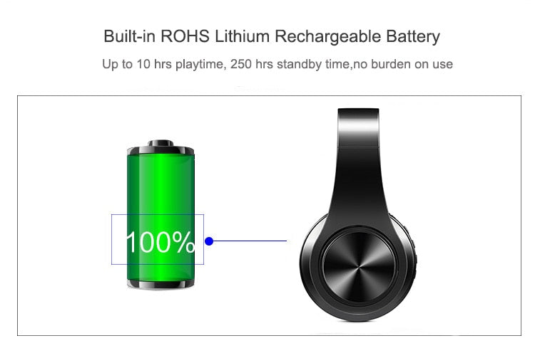 Wireless headphones with Bluetooth V5.0+EDR Technology. Includes FM radio and USB port. Hands-free communication with phone and PC/Macbook. Sleek design for comfort and style. Convenient play/pause, call answering, and volume control.