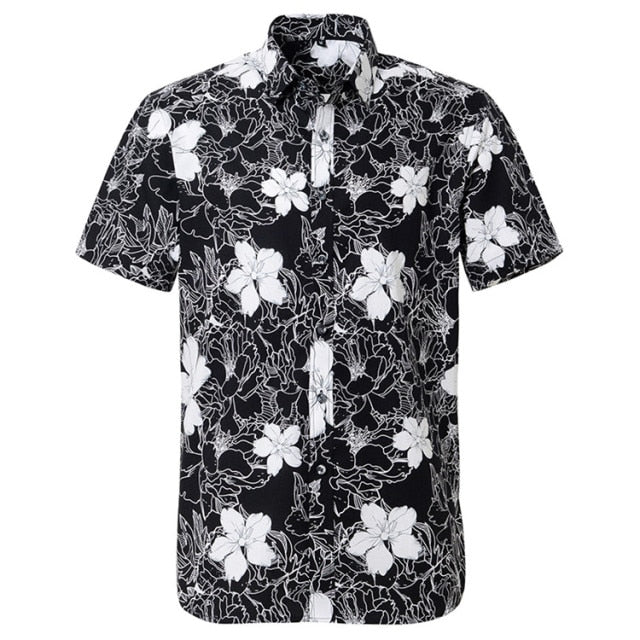 Summer Pure Cotton Hawaiian Shirt - Stylish Beachwear for Men in Various Colors and Sizes