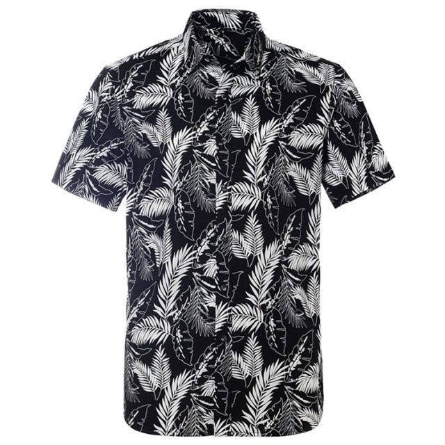 Summer Pure Cotton Hawaiian Shirt - Stylish Beachwear for Men in Various Colors and Sizes