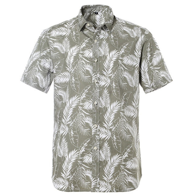 Summer Pure Cotton Hawaiian Shirt - Stylish Beachwear for Men in Various Colors and Sizes