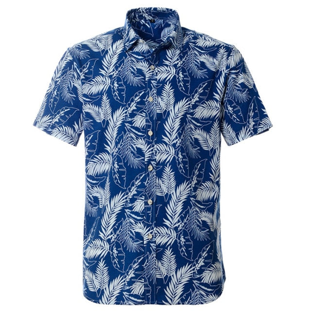 Summer Pure Cotton Hawaiian Shirt - Stylish Beachwear for Men in Various Colors and Sizes