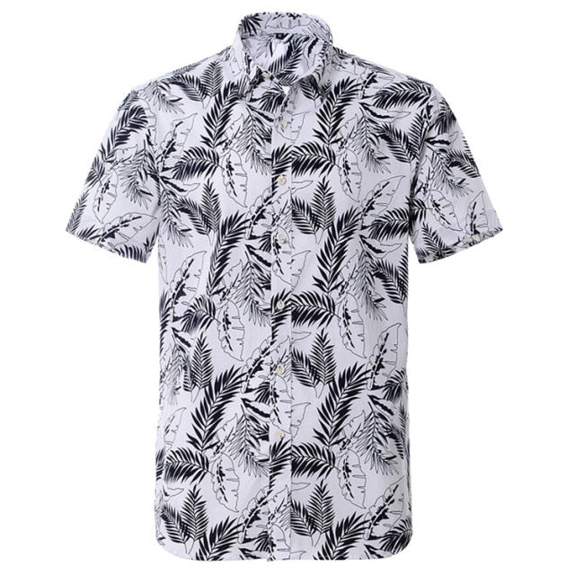 Summer Pure Cotton Hawaiian Shirt - Stylish Beachwear for Men in Various Colors and Sizes