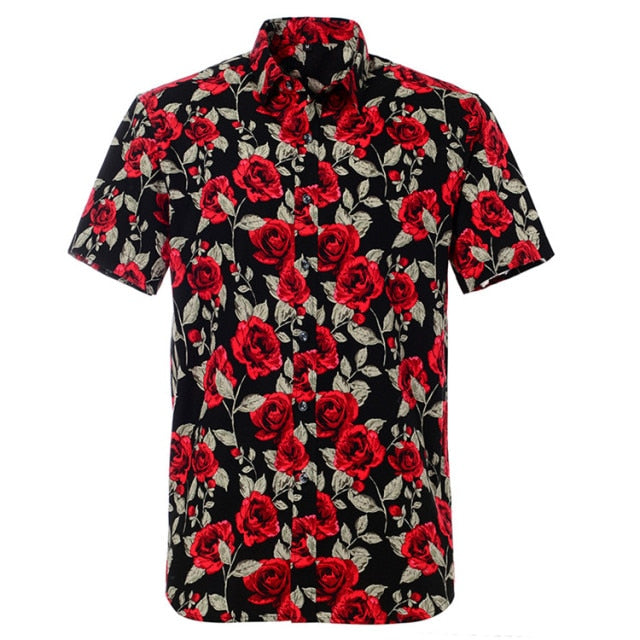 Summer Pure Cotton Hawaiian Shirt - Stylish Beachwear for Men in Various Colors and Sizes