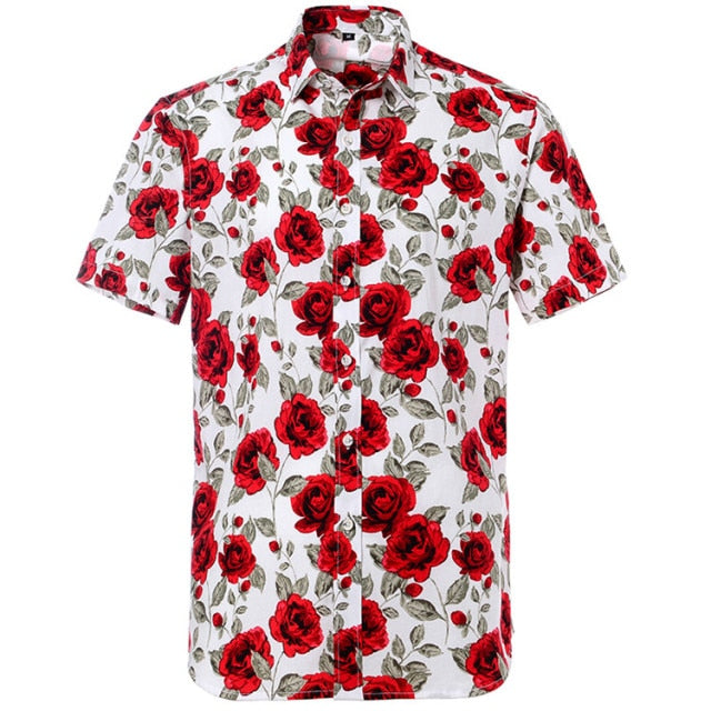 Summer Pure Cotton Hawaiian Shirt - Stylish Beachwear for Men in Various Colors and Sizes