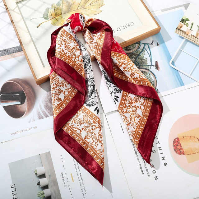 Satin Scarf Handkerchief - a versatile accessory for headband, neck, and bag decoration. Available in various designs and colors to match your style.