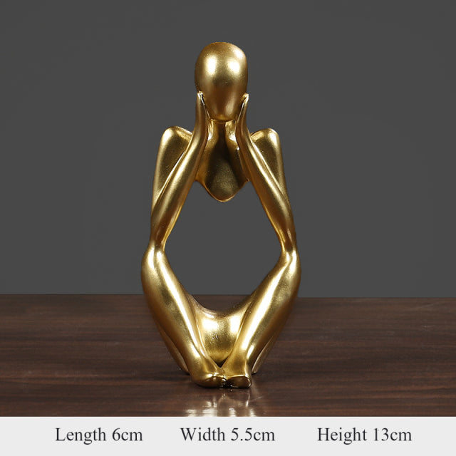 Thinker Abstract Statue in gold, showcasing artistic beauty, perfect for home decor or gifting.