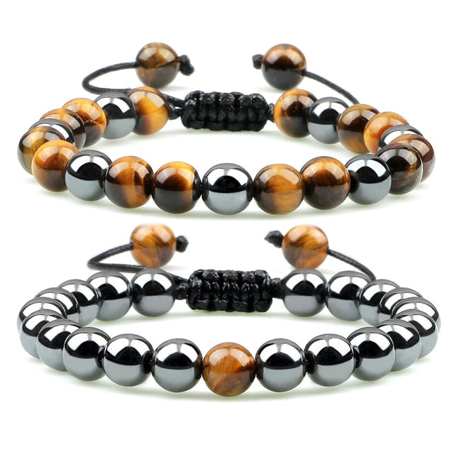 Hematite Tiger Eye Beads Bracelets - Comfort and health combined - Tiger's eye symbolizes strength - Hematite beads for blood-related conditions - Healing properties for leg cramps, anxiety, and insomnia.