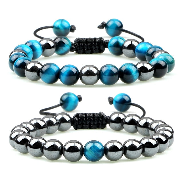 Hematite Tiger Eye Beads Bracelets - Comfort and health combined - Tiger's eye symbolizes strength - Hematite beads for blood-related conditions - Healing properties for leg cramps, anxiety, and insomnia.