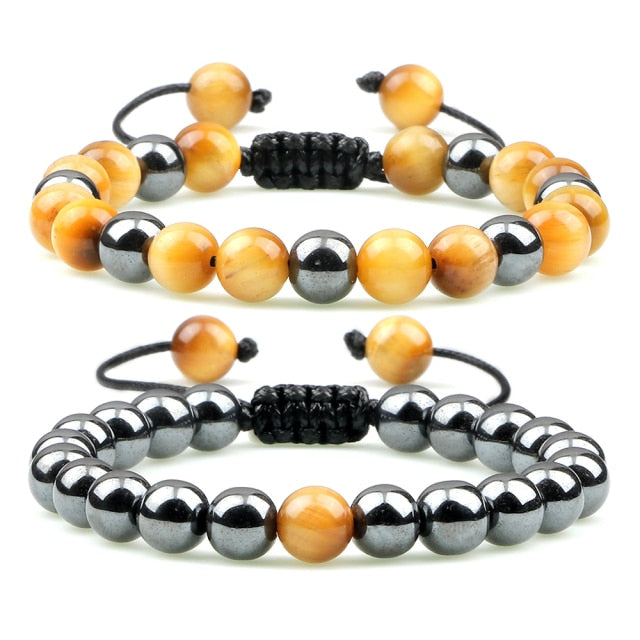 Hematite Tiger Eye Beads Bracelets - Comfort and health combined - Tiger's eye symbolizes strength - Hematite beads for blood-related conditions - Healing properties for leg cramps, anxiety, and insomnia.