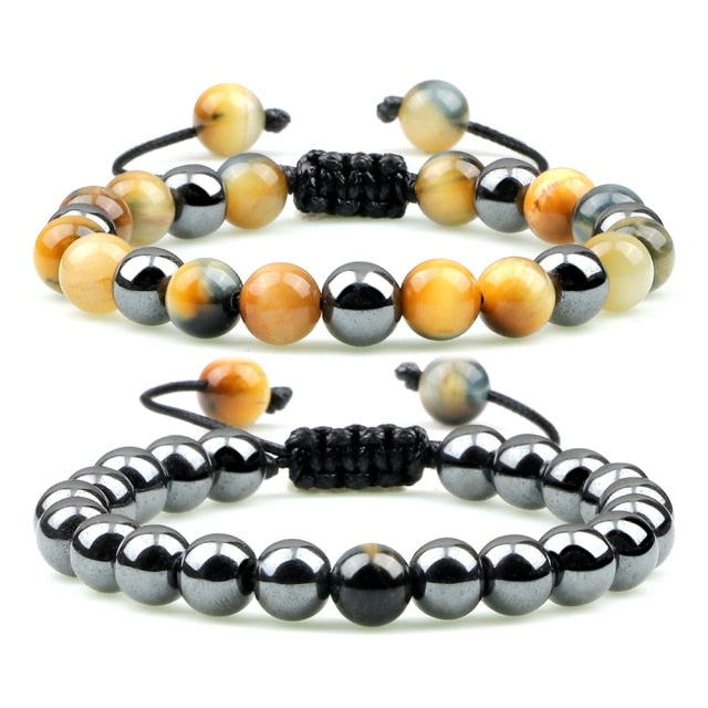 Hematite Tiger Eye Beads Bracelets - Comfort and health combined - Tiger's eye symbolizes strength - Hematite beads for blood-related conditions - Healing properties for leg cramps, anxiety, and insomnia.