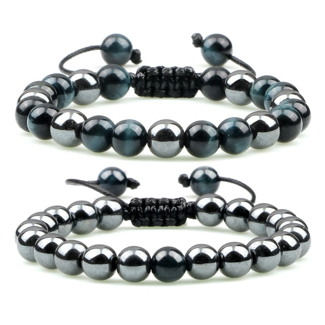 Hematite Tiger Eye Beads Bracelets - Comfort and health combined - Tiger's eye symbolizes strength - Hematite beads for blood-related conditions - Healing properties for leg cramps, anxiety, and insomnia.