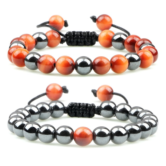 Hematite Tiger Eye Beads Bracelets - Comfort and health combined - Tiger's eye symbolizes strength - Hematite beads for blood-related conditions - Healing properties for leg cramps, anxiety, and insomnia.