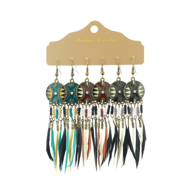 Boho Ethnic Tassel Drop Earrings - the perfect accessory for your beach attire. Stay fashionable and trendy with these stylish earrings. Available in different colors and styles to suit your preference.