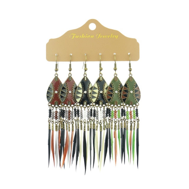 Boho Ethnic Tassel Drop Earrings - the perfect accessory for your beach attire. Stay fashionable and trendy with these stylish earrings. Available in different colors and styles to suit your preference.