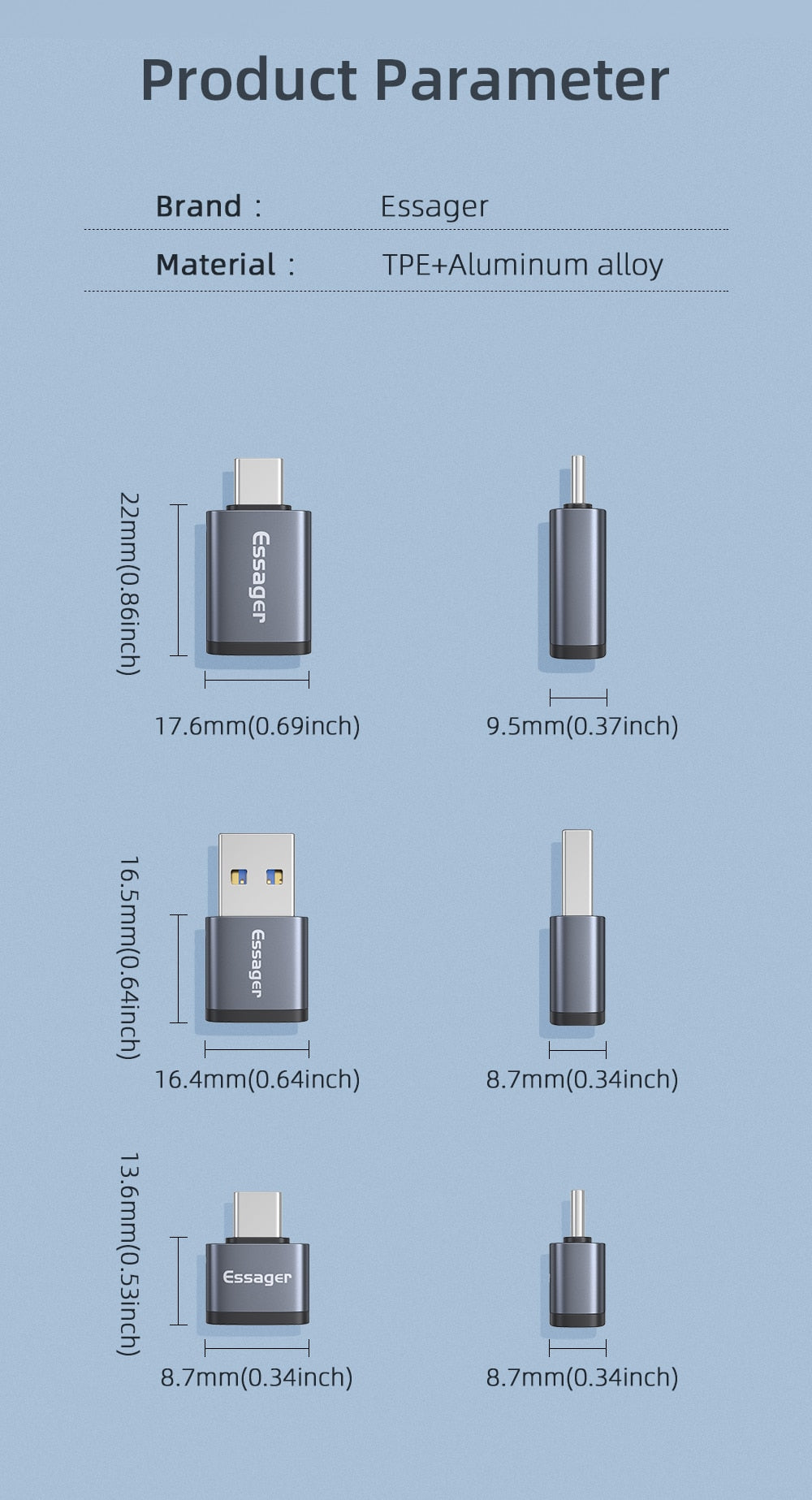 Compact and versatile USB 3.0 to Type C Male OTG Adapter. Compatible with various devices. Features mobile phone adapter, OTG cable, and USB Type C compatibility. Available in black, silver, grey, and tarnish colors. Upgrade your connectivity options!