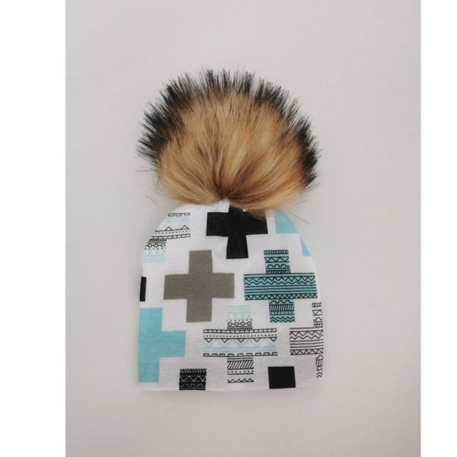 Cotton Pompom Baby Beanie | Faux Fur & Mohair Material | Classic Cabled Stitches | Warm & Cute for Your Little One | Shop Now!