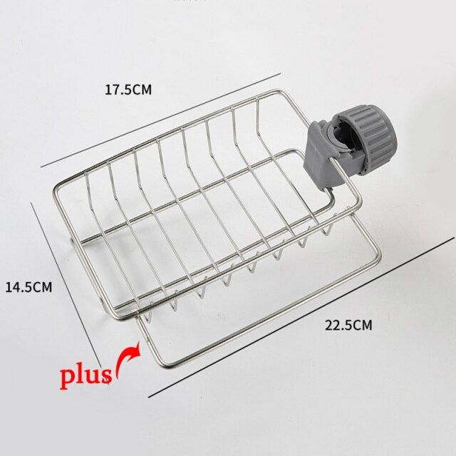 Stainless Steel Faucet Shelf Rack for organized and accessible kitchen tools.