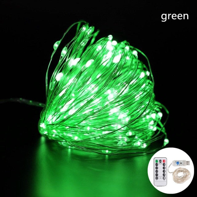 5M-20M LED Christmas String Lights in various colors and modes. Small and flexible wire for easy wrapping. Energy-saving LED bulbs. Fireproof ABS plastic shell with waterproof silicon. Simple installation. Get yours now!