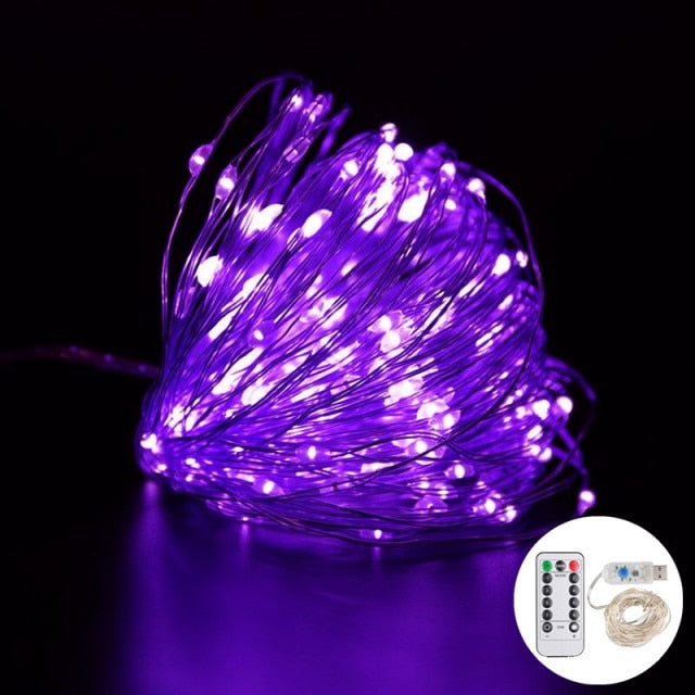 5M-20M LED Christmas String Lights in various colors and modes. Small and flexible wire for easy wrapping. Energy-saving LED bulbs. Fireproof ABS plastic shell with waterproof silicon. Simple installation. Get yours now!