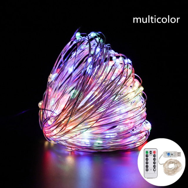 5M-20M LED Christmas String Lights in various colors and modes. Small and flexible wire for easy wrapping. Energy-saving LED bulbs. Fireproof ABS plastic shell with waterproof silicon. Simple installation. Get yours now!